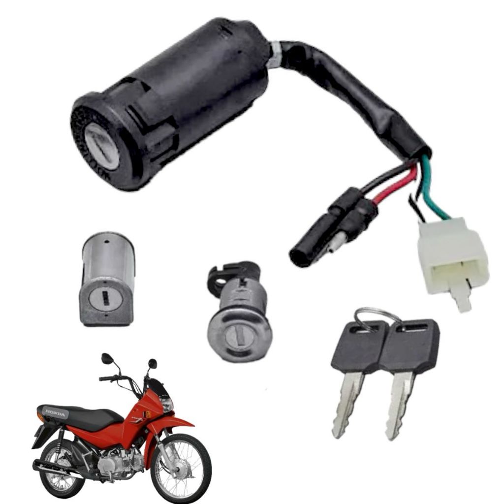 Kit Chave Ignição Honda Pop 100 2007 Até 2015 ( 3 Peças ) Rápido Envio