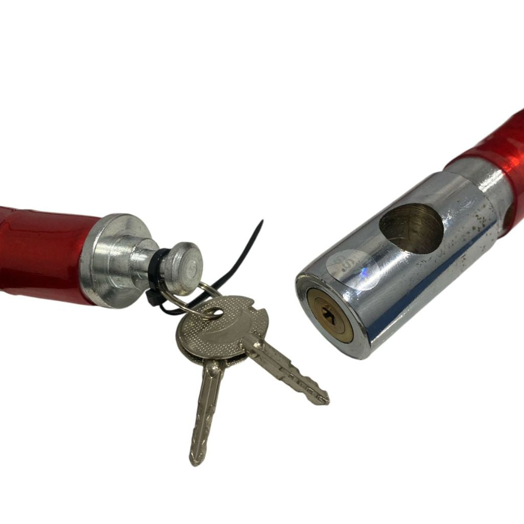 Trava De Segurança Articulada Cabo de Aço Chave Treta Antifurto Vermelho