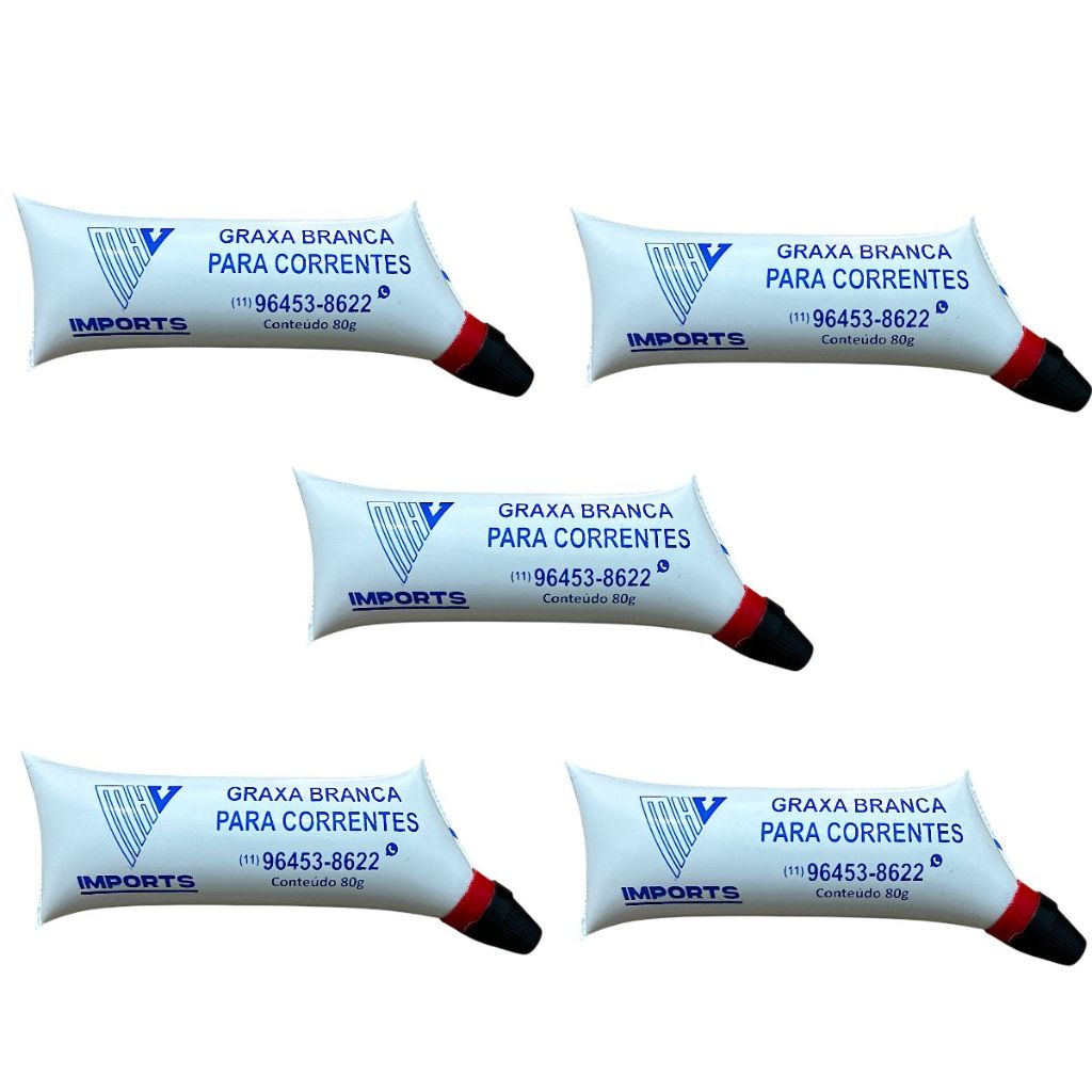 Kit Com 5x Graxa Lubrificante Para Corrente De Transmissão Branca