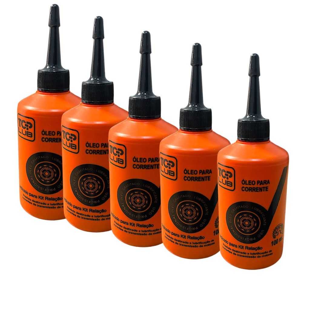 Kit Com 5 Oléo Grafitado Lubrificante Corrente Transmissão Relação Moto Bike