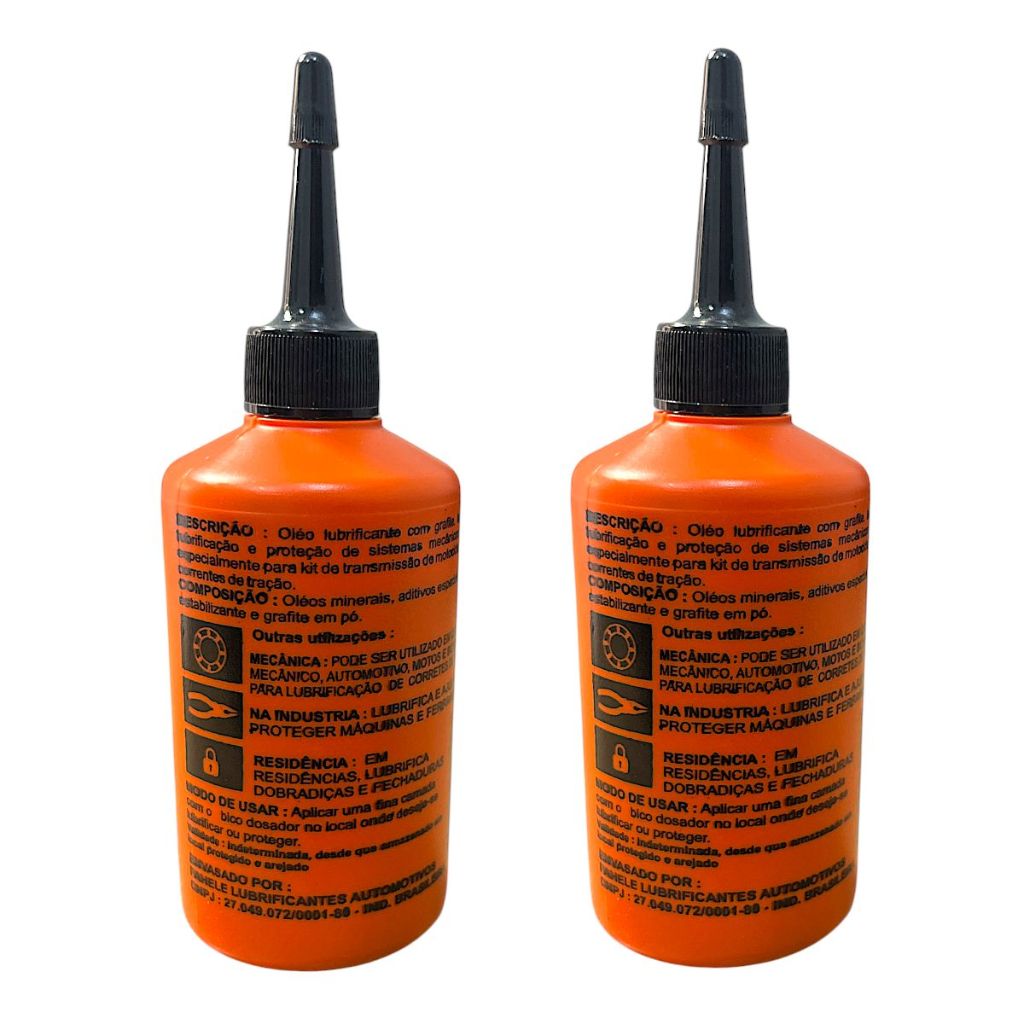 Par De Oléo Grafitado Lubrificante Corrente Transmissão Relação Moto Bike 100ML
