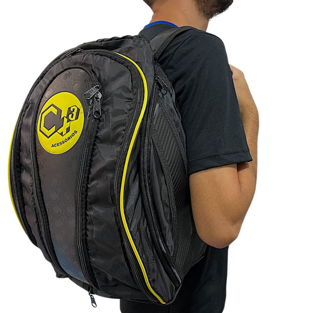 Mochila Esportiva P/Capacete C/Bolso Interno Nylon Moto Motoqueiro