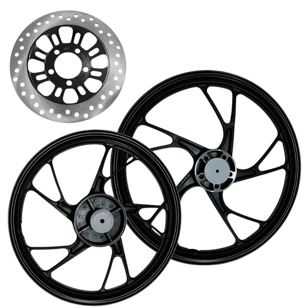 Kit Par De Rodas De Liga Leve Pé de Galinha + Disco De Freio Cg Titan/Fan 150 09 A 13