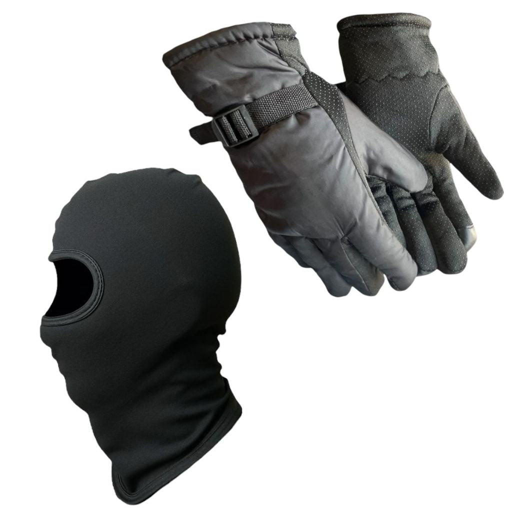 Kit Touca Ninja Algodão + Par De Luva Anti Derrapante Com Forro Preto
