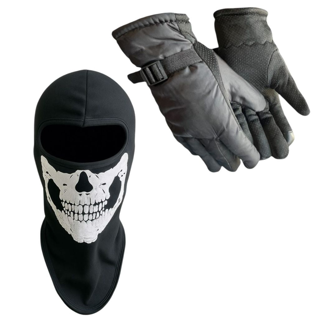 Kit Touca Ninja Algodão + Par De Luva Anti Derrapante Com Forro Preto