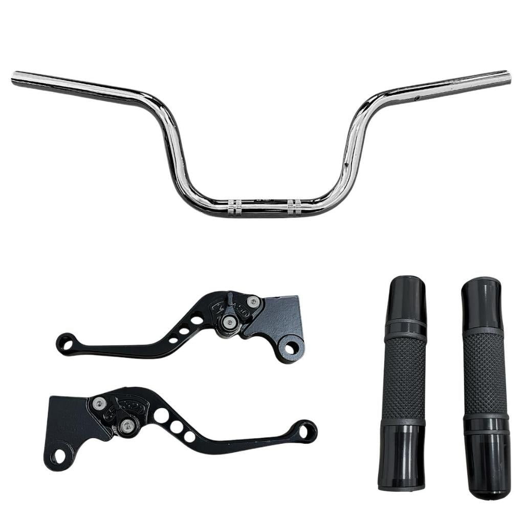 Guidão Cromado + Manate Júpiter + Manopla Cg 125/150 Fan Ks/Es Freio A Lona