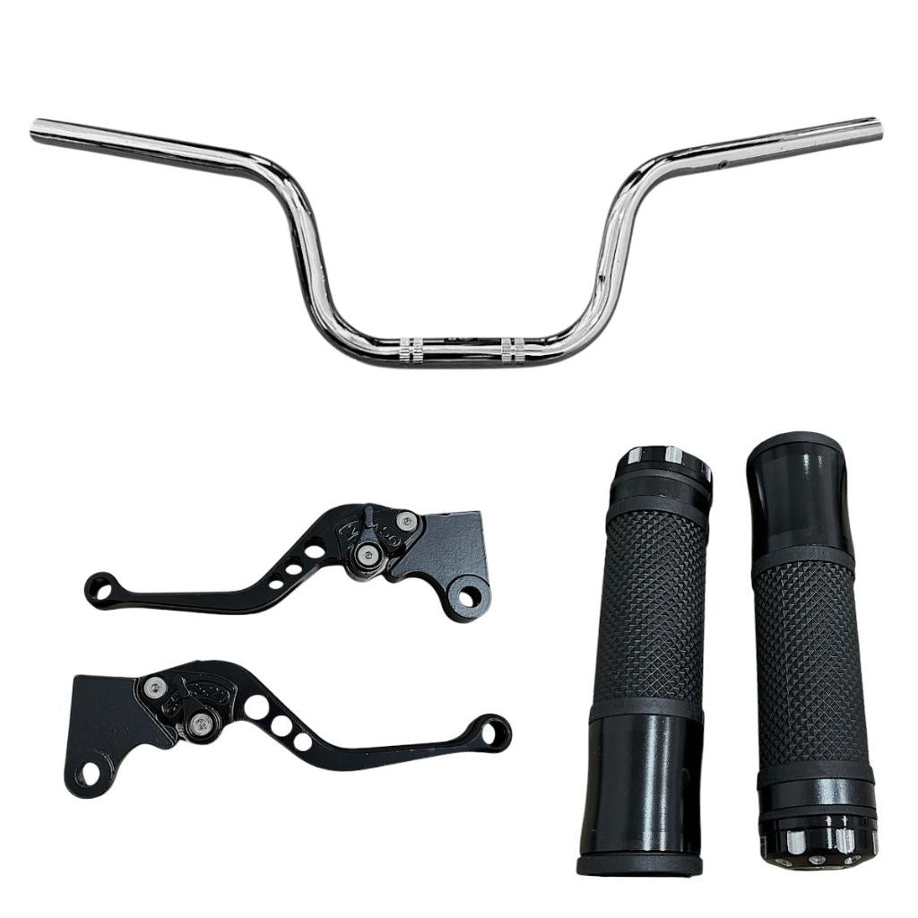 Guidão Cromado + Manete Esportivo + Manopla Honda Cg 125/150 Titan Freio A Lona