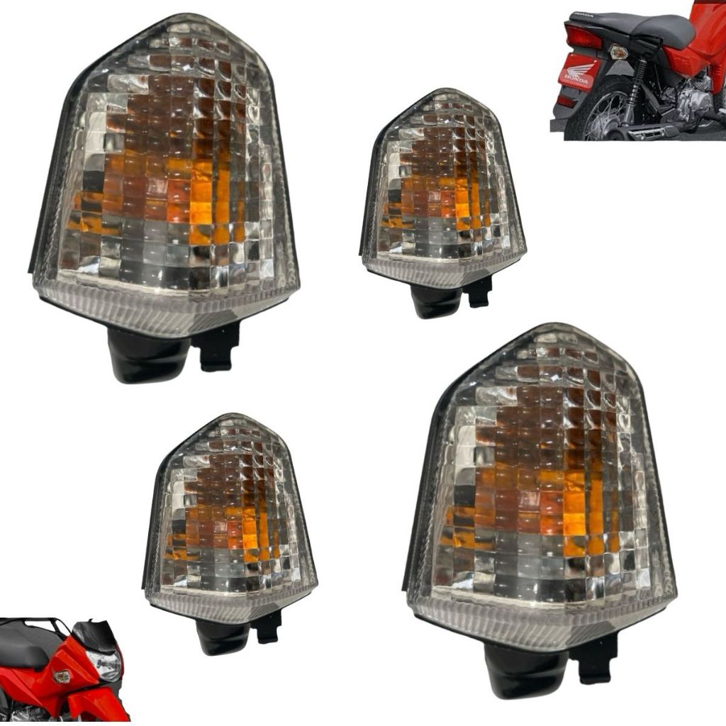 2 pares Pisca Dianteiro Traseiro Pop 110i 2016 Até 2023 Cristal Modelo Original