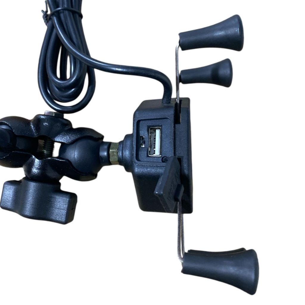 Suporte Celular Moto Carregador Com Usb Fixação Retrovisor Universal