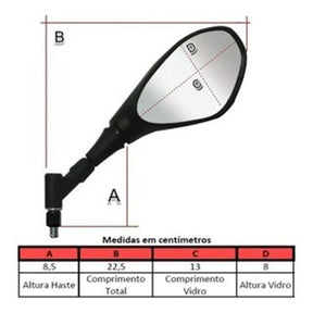 Par Espelho Retrovisor Gs650 Modelo Giro Haste Curta 360° Rosca Honda
