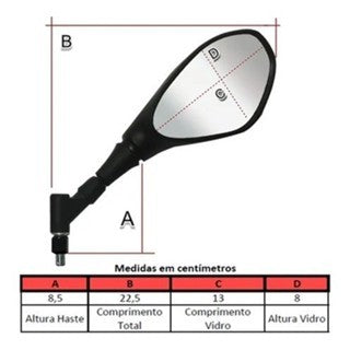 Par Espelho Retrovisor Gs650 Modelo Giro Haste Curta 360° Rosca Honda