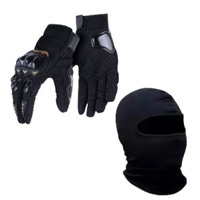 Kit Luva Com Proteção + Touca Ninja Preta Moto Urbano Motoboy Universal