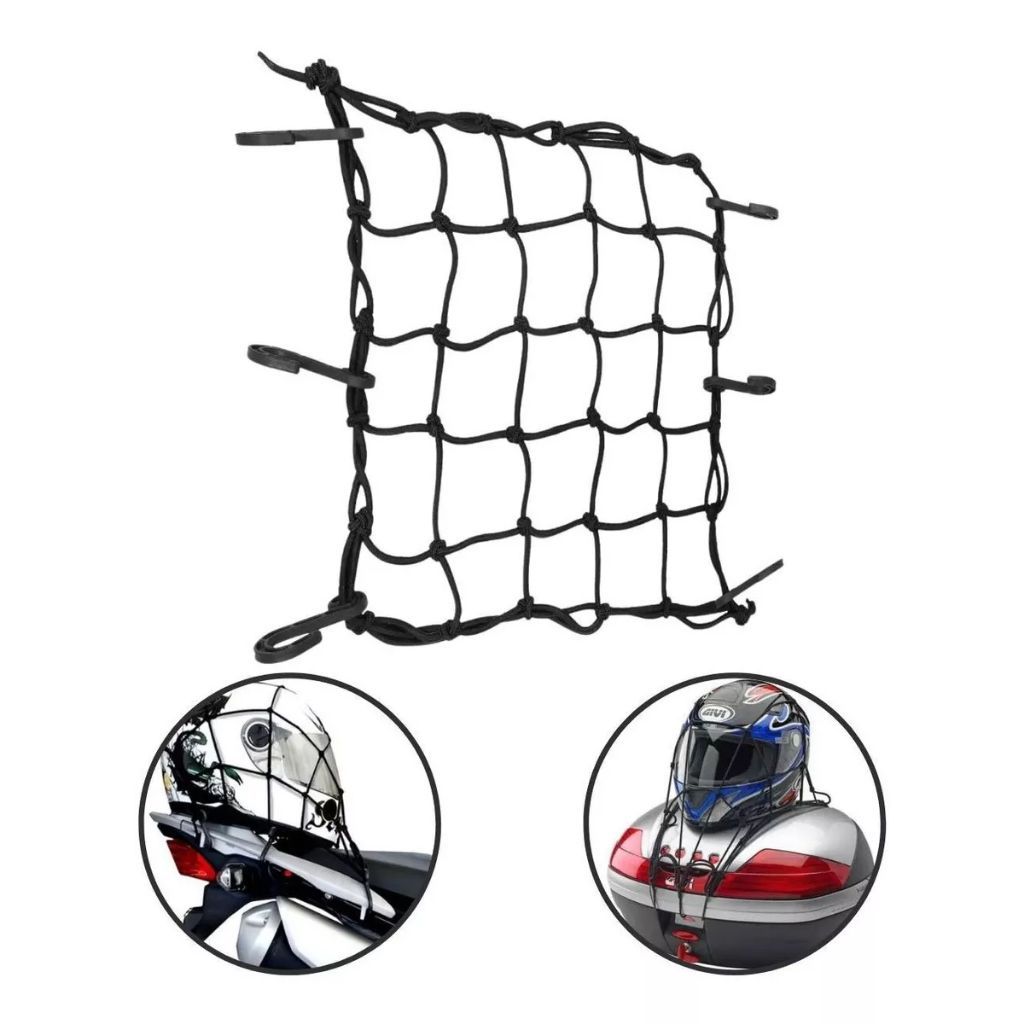 Rede Elástica Para Capacete Bagageiro Segurança Moto Bike Universal 35X35