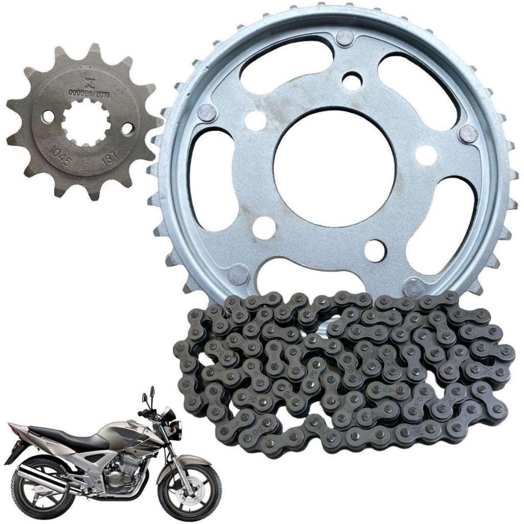 Kit Relação Transmissão Completa Cbx 250 Twister 2001 2002 Até 2008 Aço 1045