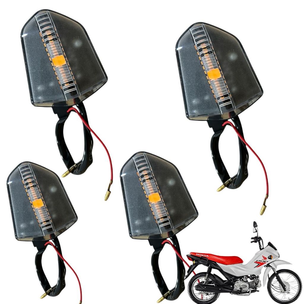 2x Pares Pisca De Led Lente Cristal Honda Pop 110i 2016 Até 2024