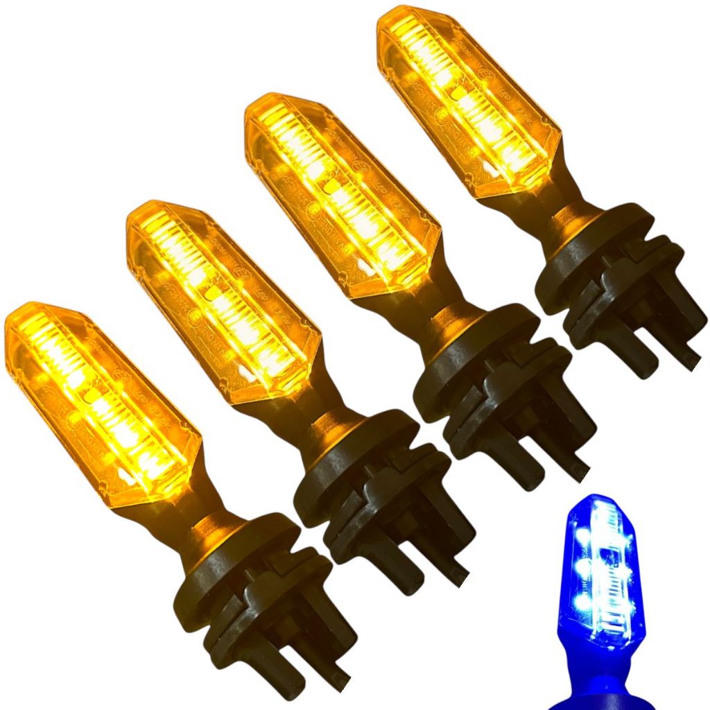 2 Pares Pisca De Led Modelo Cb 250F Titan Fan Start 160 Com Led Drl Azul