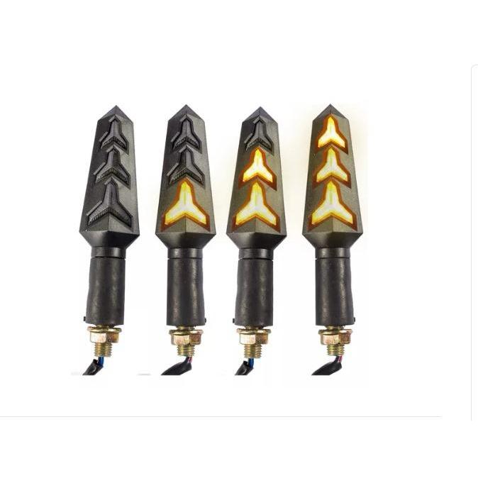 2 Par Pisca De Led Torre Sequencial Preto Modelo Universal