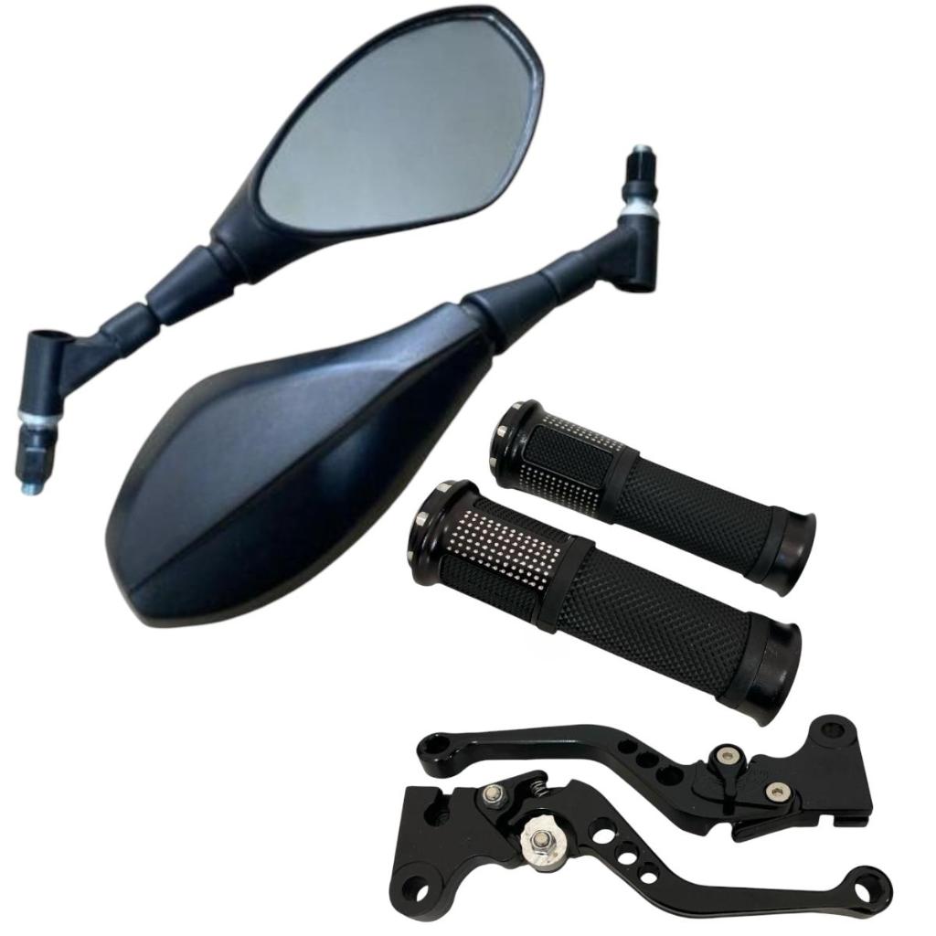 Kit Manete Esportivo + Manopla Cg Titan Fan 125 150 Freio A Lona + Retrovisor Bmw Giro 360º