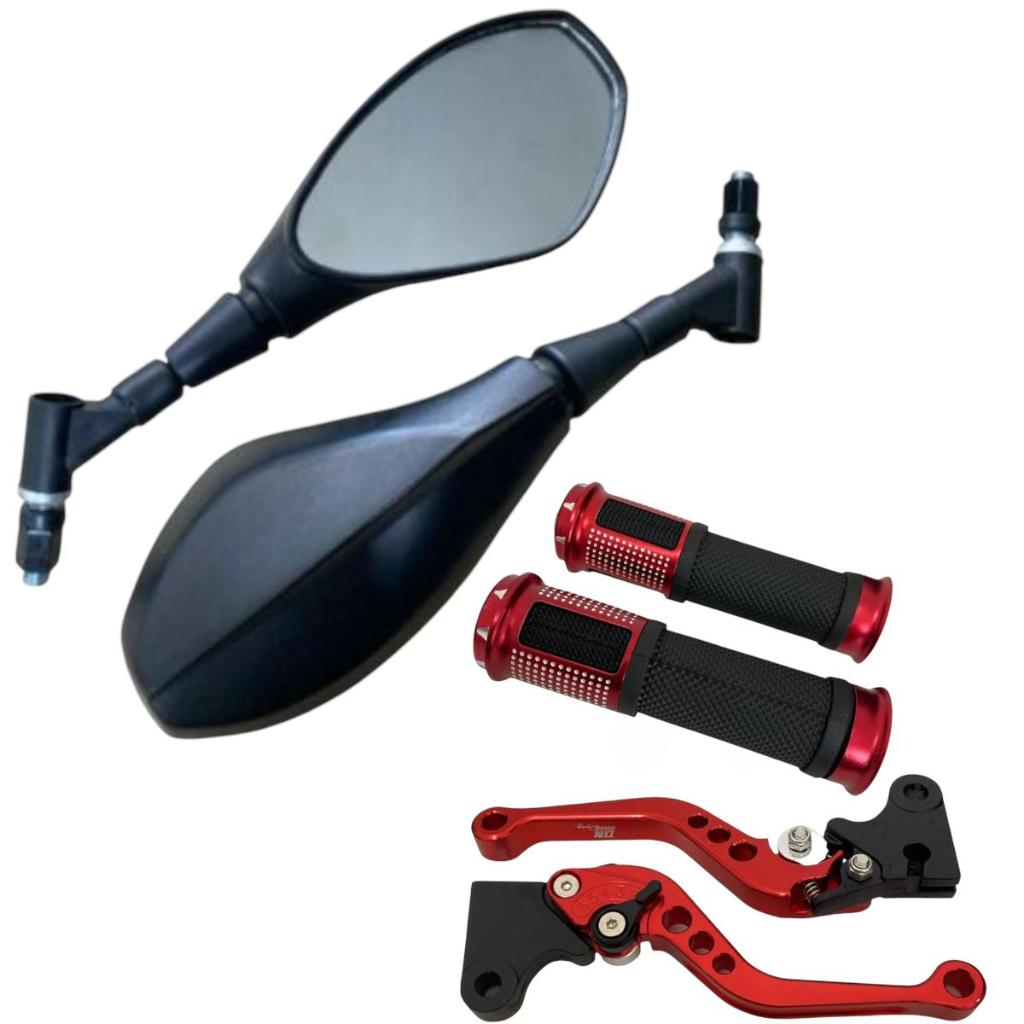 Kit Manete Esportivo + Manopla Cg Titan Fan 125 150 Freio A Lona + Retrovisor Bmw Giro 360º