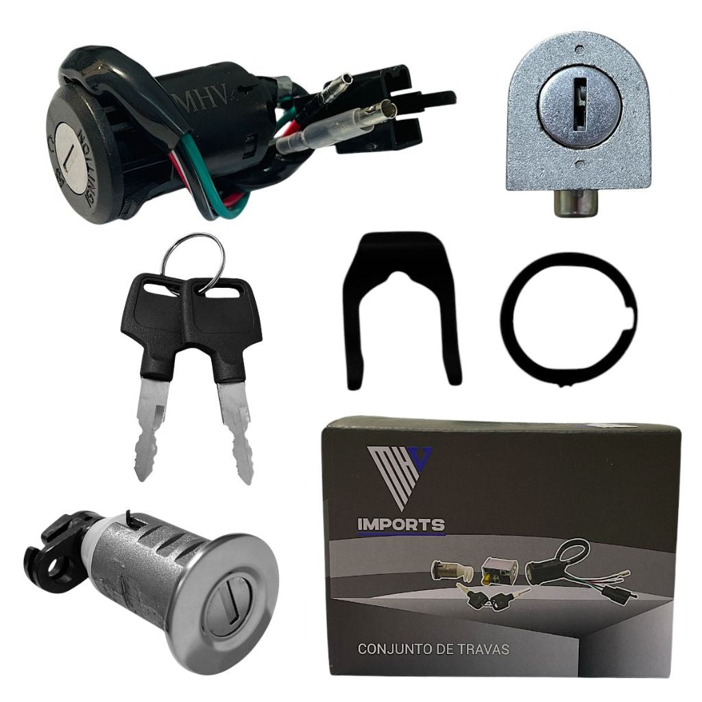 Conjunto De Trava Ignição P/Moto Honda Pop 100 2007 Até 2015