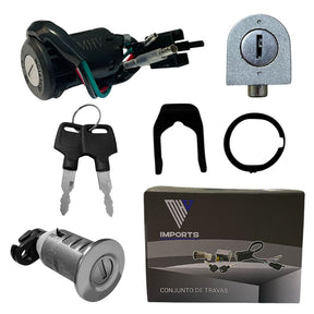 Conjunto De Trava Ignição P/Moto Honda Pop 100 2007 Até 2015