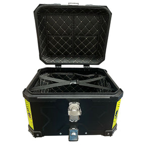 Baú Bauleto Aluminio P/Moto Traseiro Preto Cx3 Com Chave