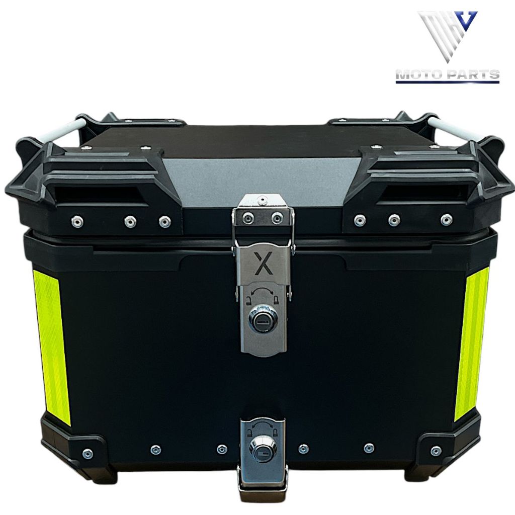 Baú Bauleto Aluminio P/Moto Mod Space Universal C/Suporte C/Forro Preto