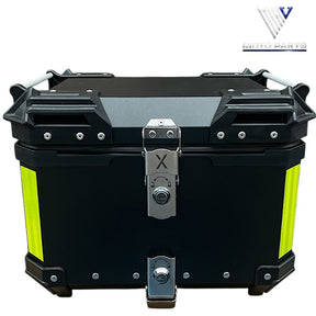 Baú Bauleto Aluminio P/Moto Mod Space Universal C/Suporte C/Forro Preto
