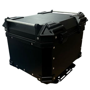 Baú Bauleto Aluminio P/Moto Mod Space Universal C/Suporte C/Forro Preto