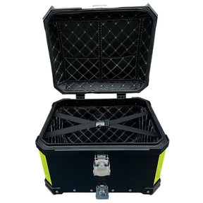 Baú Bauleto Aluminio P/Moto Mod Space Universal C/Suporte C/Forro Preto