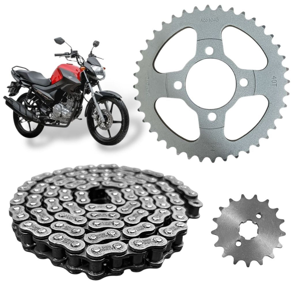 kit Relação Transmissão P/Moto Ybr 125 03 A 08 Factor 125 09 A 17