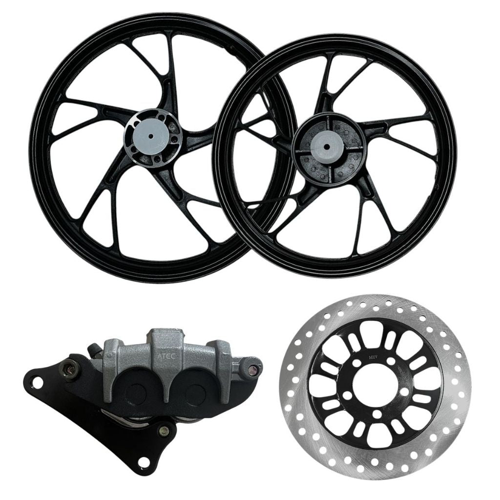 Kit Par De Rodas Liga Leve Pé De Galinha + Pinça + Disco De Freio Cg Titan/Fan 150 09/13
