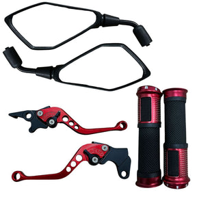 Par Retrovisor + Manete + Manopla Diamante Xtz 250 Lander Ybr 125 Freio A Disco Comum