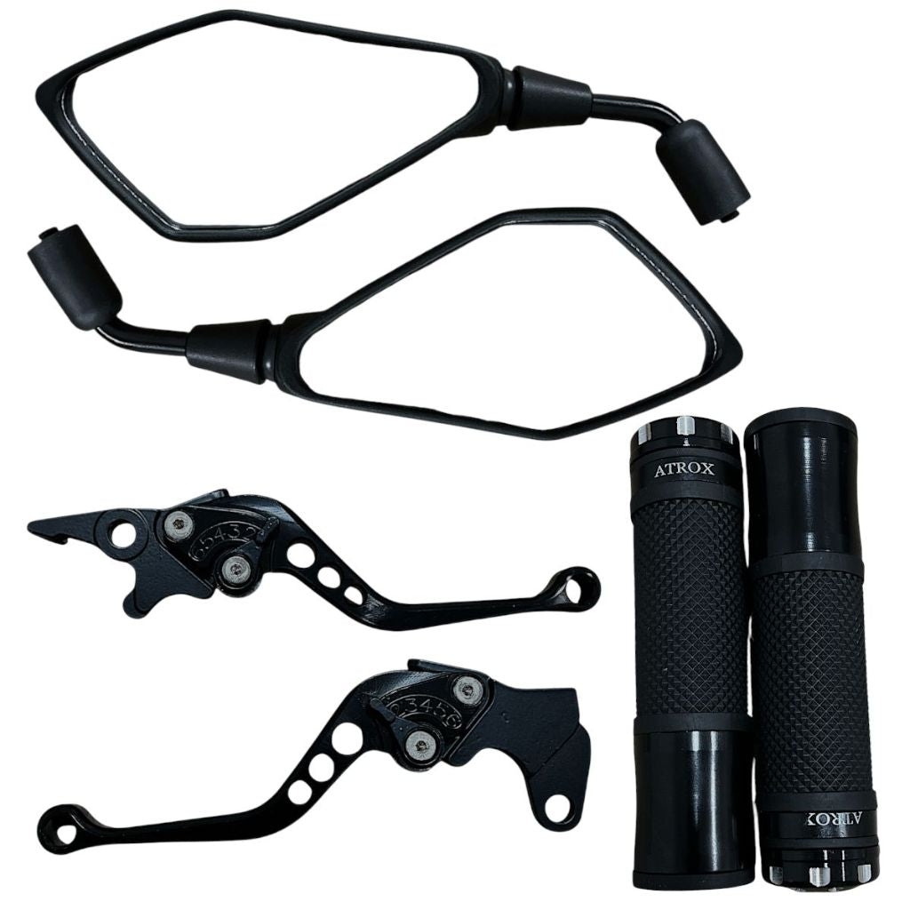 Par Retrovisor + Manete + Manopla Saturno Ys 250 Fazer Xtz 250 Lander