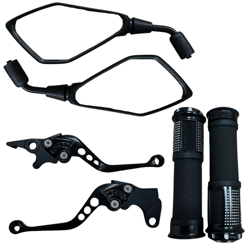 Par Retrovisor + Manete + Manopla Diamante Xtz 250 Lander Ybr 125 Freio A Disco Comum
