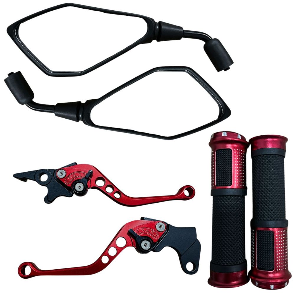 Par Retrovisor + Manete + Manopla Diamante Xtz 250 Lander Ybr 125 Freio A Disco Comum
