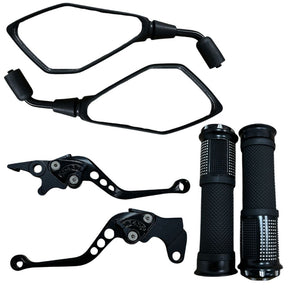 Par Retrovisor + Manete + Manopla Diamante Xtz 250 Lander Ybr 125 Freio A Disco Comum