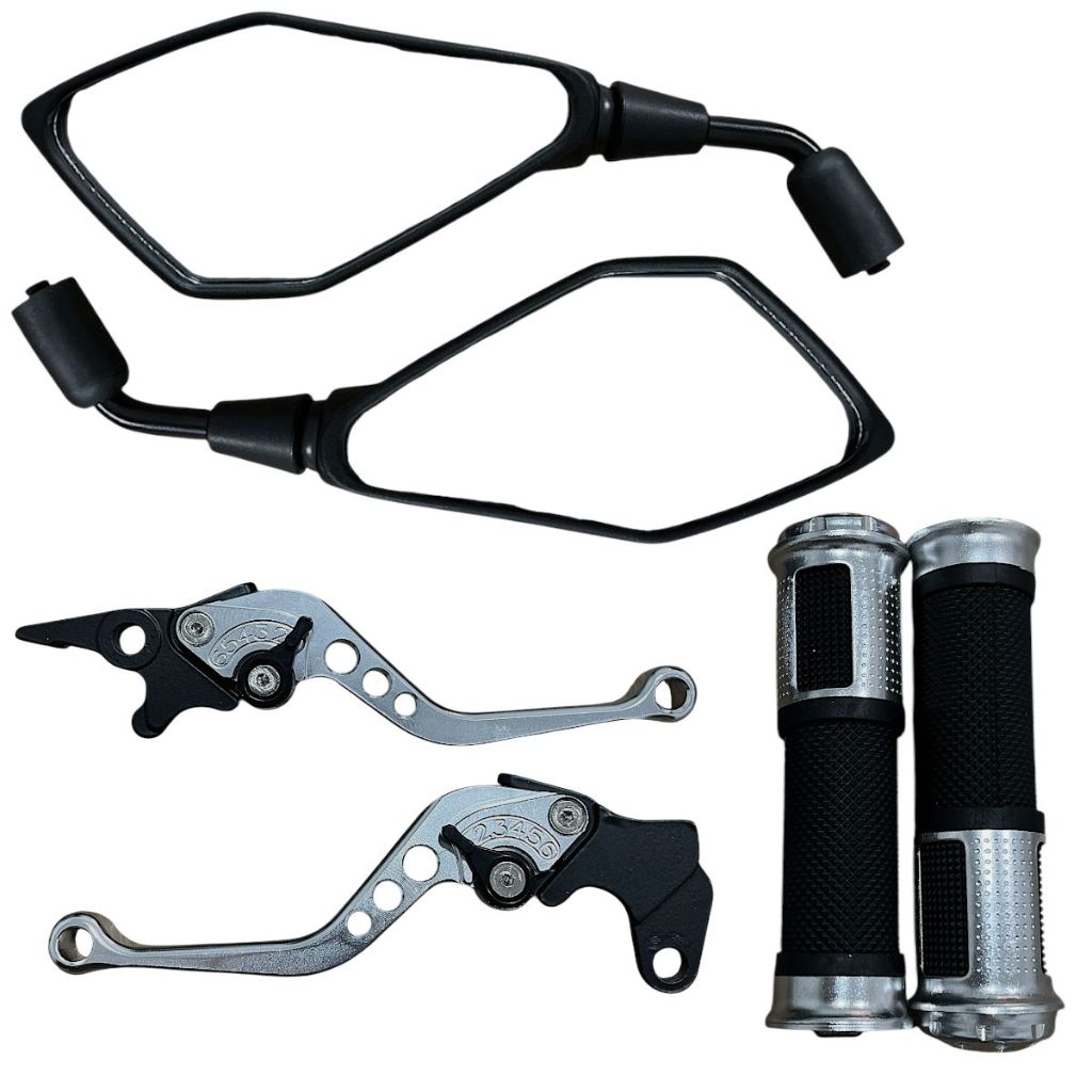 Par Retrovisor + Manete + Manopla Diamante Xtz 250 Lander Ybr 125 Freio A Disco Comum