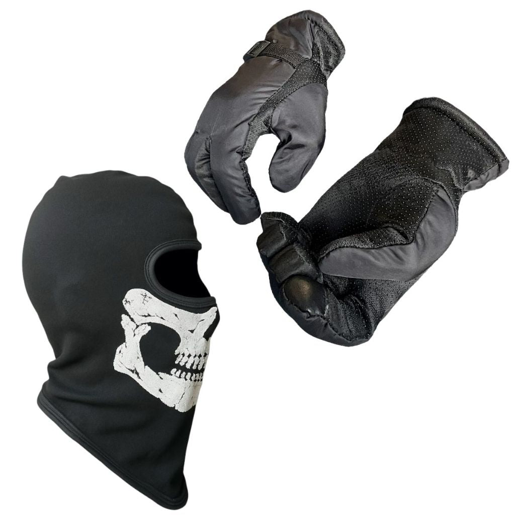 Kit Touca Ninja Algodão + Par De Luva Anti Derrapante Com Forro Preto