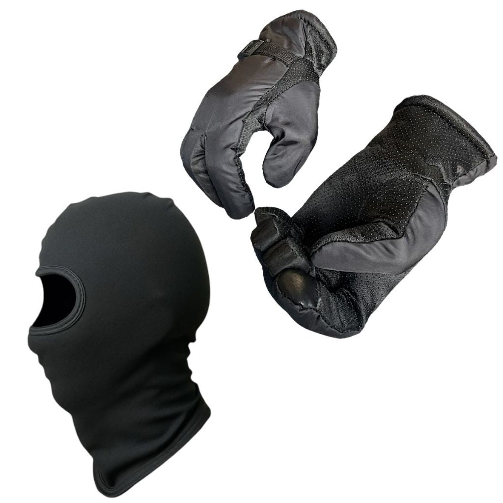Kit Touca Ninja Algodão + Par De Luva Anti Derrapante Com Forro Preto