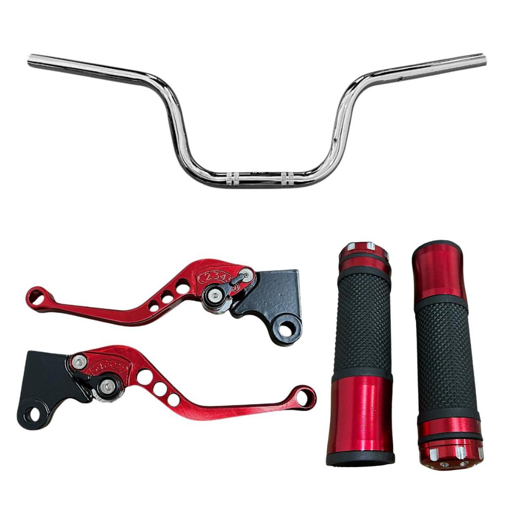 Guidão Cromado + Manete Esportivo + Manopla Honda Cg 125/150 Titan  Freio A Lona