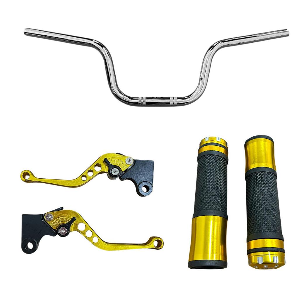 Guidão Cromado + Manete Esportivo + Manopla Honda Cg 125/150 Titan  Freio A Lona
