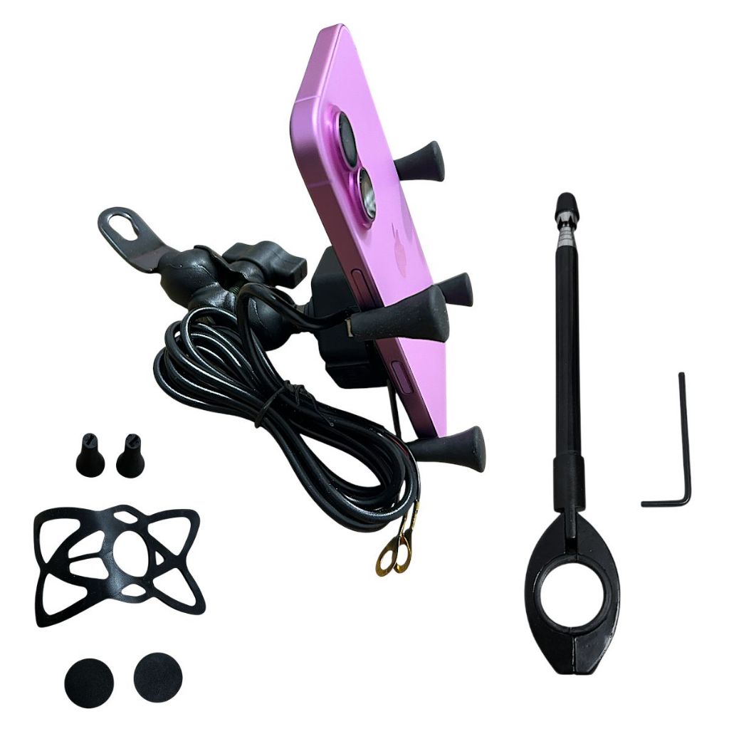Suporte Celular + Antena Com Carregador USB Fixação Retrovisor