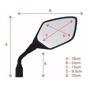 Retrovisor Modelo Xre 300 Haste Curta Rosca Honda Universal 10mm