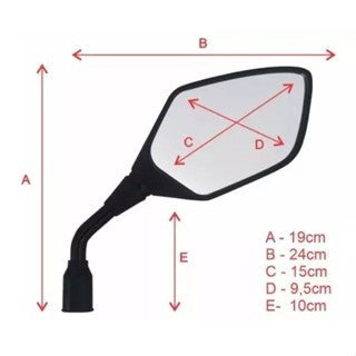 Retrovisor Modelo Xre 300 Haste Curta Rosca Honda Universal 10mm