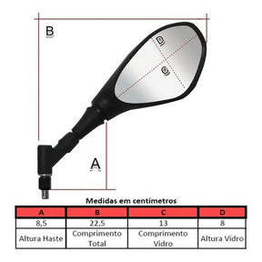 Par Retrovisor Gs 650 F800 Bmw Giro 360 Par Haste Curta/Medio Honda/Yamaha