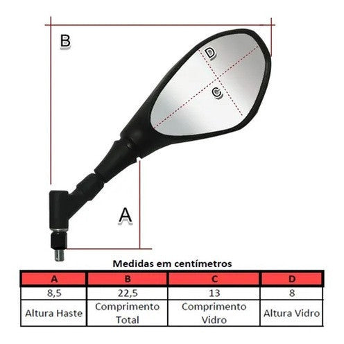 Par Retrovisor Gs 650 F800 Bmw Giro 360 Par Haste Curta/Medio Honda/Yamaha