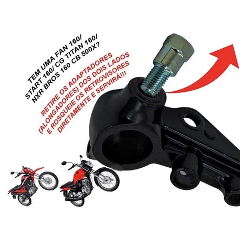 Par Retrovisor Rebaixado Bmw F800 GS 650 90° Grau Haste Longa/Curta Honda